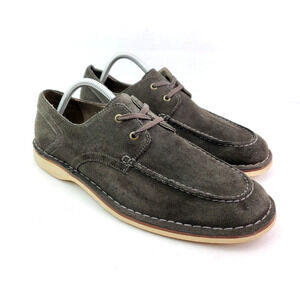 Andrew Marc Dorchester Brig Mens Size 9 Gray Suede Oxford Boat Shoes